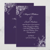 Paars Violet en White Flowers Engagement Party Kaart (Voorkant / Achterkant)