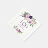 Paars | Violet Floral 100ste verjaardag Servet (Hoek)
