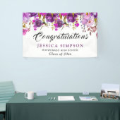 Paars Violet Floral Modern Afstuderen Afstuderen Spandoek (Beurs)