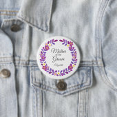 Paars/Violet Floral Wreath Moeder van Groom Ronde Button 7,6 Cm (In situ)