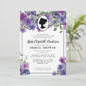 Paars Violet Florals Regency Era Vrijgezellenfeest Kaart (Staand voorkant)