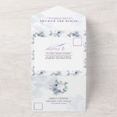 Paars Violet florelegant All In One Uitnodiging (Buitenkant)