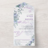 Paars Violet florelegant All In One Uitnodiging (Binnen)