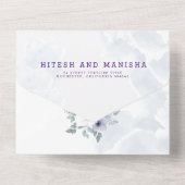 Paars Violet florelegant All In One Uitnodiging (Achterkant)