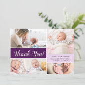 Paars violet Foto collage van Aangepast meisje Bedankkaart (Staand voorkant)