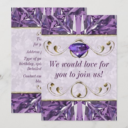 Paars, Violet Gem Kaart (Voorkant / Achterkant)