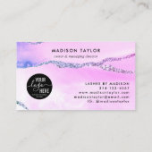 Paars Violet Glitter Agate Custom Logo Monogram Visitekaartje (Achterkant)
