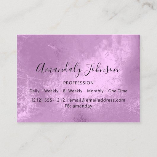 Paars Violet Glitter Confetti Makeup Artiest Vip Visitekaartje (Achterkant)