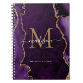 Paars Violet Gold Agate Geode Monogram Notitieboek (Voorkant)