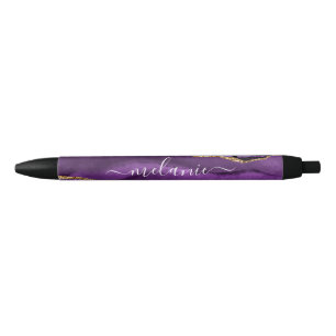 Paars Violet Gold Glitter Jouw naam Pen