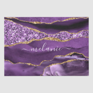 Paars Violet Gold Glitter Name Tissue Paper Agate  Tissuepapier