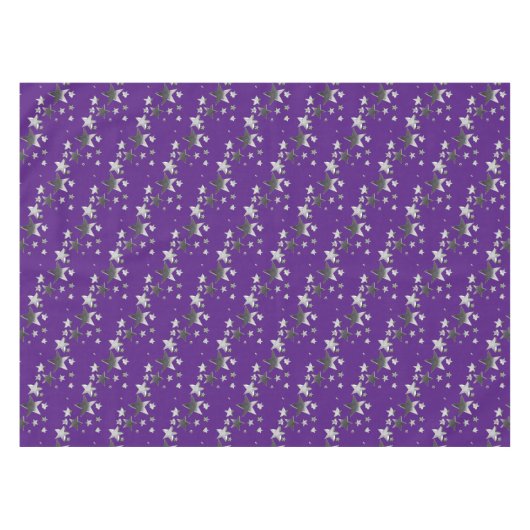 Paars Violet Grey Stars Patroon Festive Elegant Tafelkleed (Voorkant (Horizontaal))