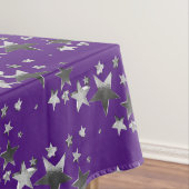 Paars Violet Grey Stars Patroon Festive Elegant Tafelkleed (Voorbeeld)