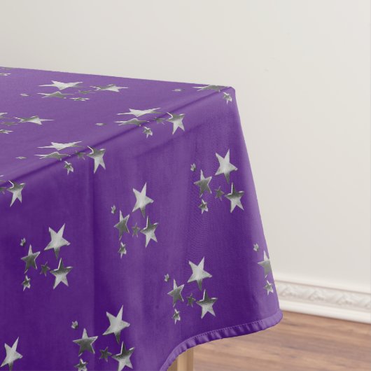Paars Violet Grey Stars Patroon Festive Elegant Tafelkleed (Voorbeeld)
