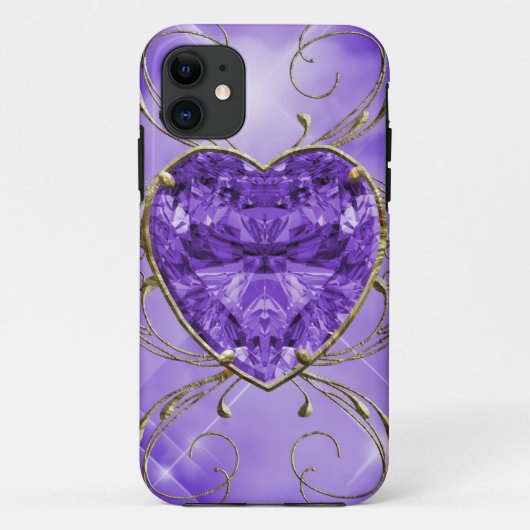 Paars, Violet Hartedelsteen Case-Mate iPhone Case (Achterkant)