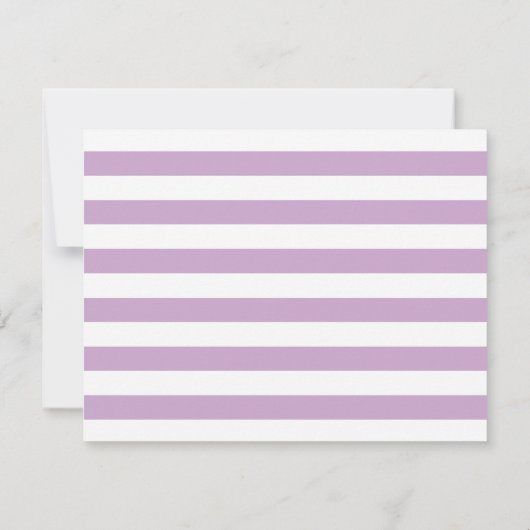 Paars Violet Heart Feminine Script Girly Stripe Notitiekaartje (Achterkant)