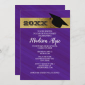 Paars Violet met gouden en gegradueerde Cap Party Kaart (Voorkant / Achterkant)