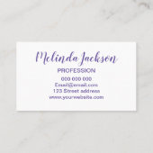 Paars/violet minimalistisch trendy visitekaartje (Achterkant)