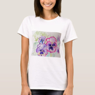 Paars Violet Pansy Waterverf schilderij T Shirt