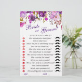 Paars Violet Peony Floral Vrijgezellenfeest Game (Staand voorkant)