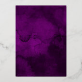 Paars, Violet, Plum en Silver Floral Wedding Folie Uitnodiging (Achterkant)