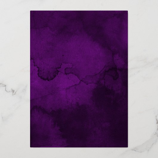 Paars, Violet, Plum en Silver Floral Wedding Folie Uitnodiging (Achterkant)