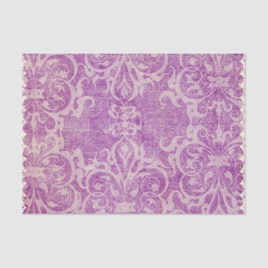 paars,violet,rustic,damask,worn,,floral,an tissuepapier (Voorkant)