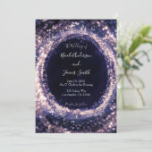 Paars Violet Sparkeling Lights Glam Weddenschap Kaart (Staand voorkant)