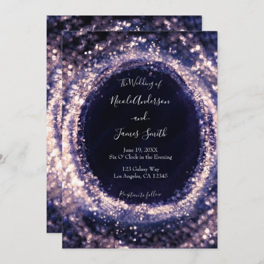 Paars Violet Sparkeling Lights Glam Weddenschap Kaart (Voorkant / Achterkant)