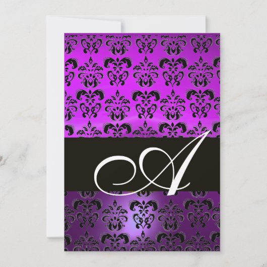 PAARS VIOLET ZWART DAMAST MONOGRAM , wit Kaart (Voorkant)