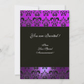 PAARS VIOLET ZWART DAMAST MONOGRAM , wit Kaart (Achterkant)