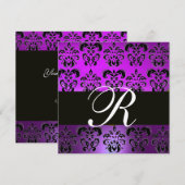 PAARS VIOLET ZWART DAMAST MONOGRAM,,wit Kaart (Voorkant / Achterkant)