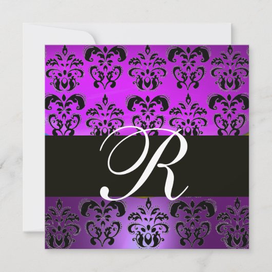 PAARS VIOLET ZWART DAMAST MONOGRAM,,wit Kaart (Voorkant)