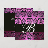 PAARS VIOLET ZWART DAMAST MONOGRAM ,wit, Kaart (Voorkant / Achterkant)