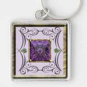 Paars, Violette Edelsteen Ontwerp Sleutelhanger
