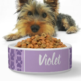Paars violette schattige pootafdrukpatroon Persoon Voerbakje