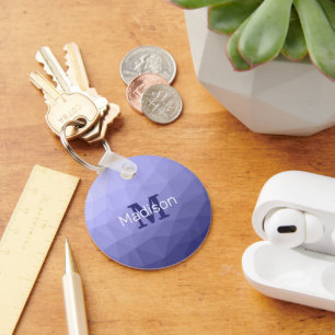 Paars vioolblauw rooster monogram sleutelhanger