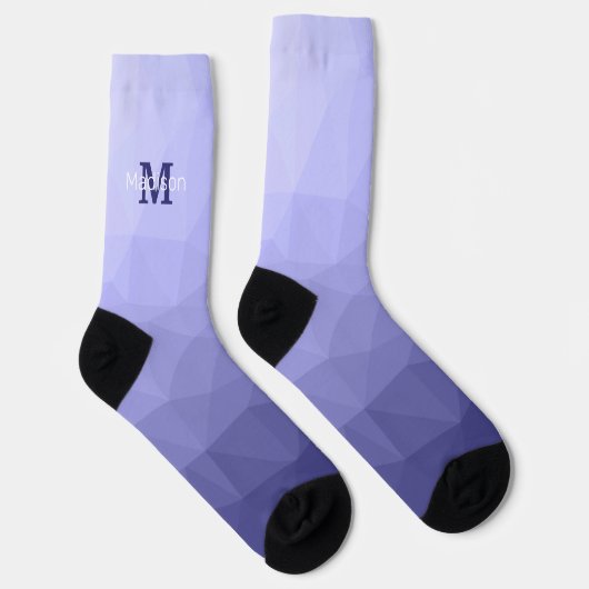 Paars vioolblauw rooster monogram sokken (Rechts)