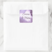 Paars viooltje vierkante sticker (Tas)