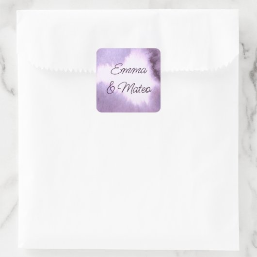 Paars viooltje vierkante sticker (Tas)