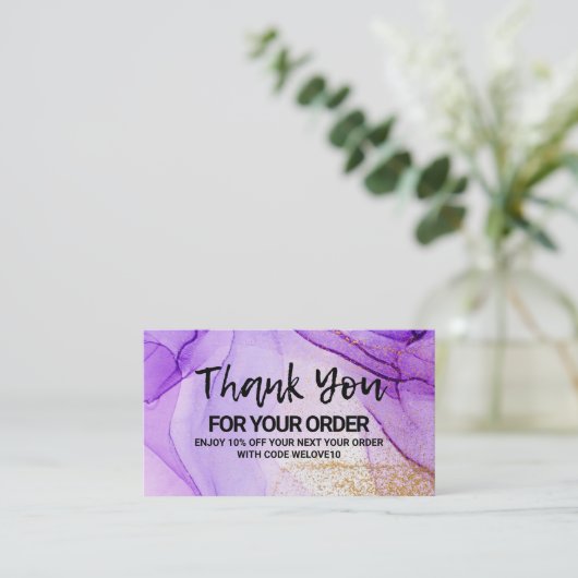 Paars Visitekaartje Abstracte Waterverf (Staand voorkant)