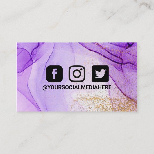 Paars Visitekaartje Abstracte Waterverf (Achterkant)