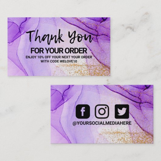 Paars Visitekaartje Abstracte Waterverf (Voorkant / Achterkant)