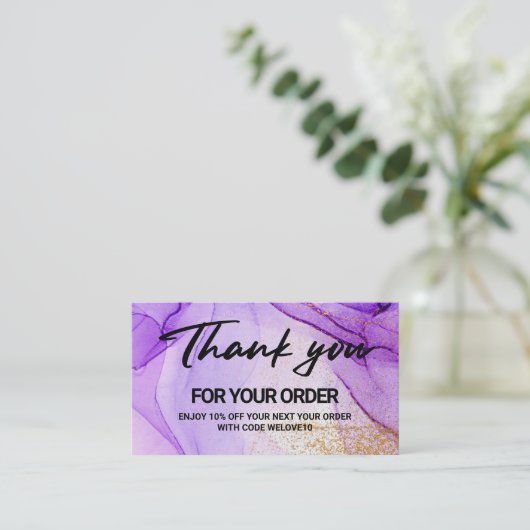 Paars Visitekaartje Abstracte Waterverf (Staand voorkant)