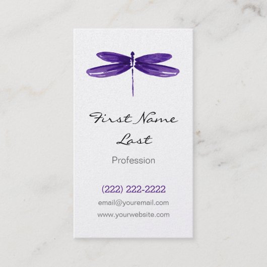 Paars Visitekaartje Dragonfly | Dragon Fly Cards (Voorkant)