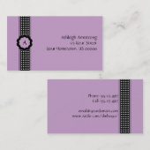 Paars Visitekaartje met zwarte en witte pooldots (Voorkant / Achterkant)