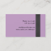 Paars Visitekaartje met zwarte en witte pooldots (Achterkant)