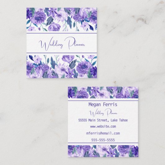 Paars Visitekaartje van Floral Square (Voorkant / Achterkant)