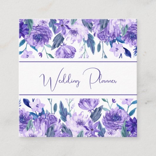 Paars Visitekaartje van Floral Square (Voorkant)
