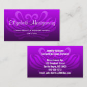 Paars Visitekaartje voor massagetherapie (Voorkant / Achterkant)